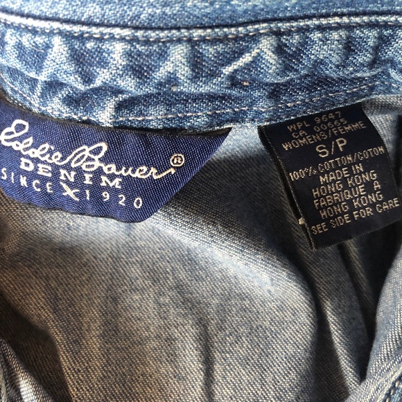 Eddie Bauer Small Petite Blue Jen Shirt Button Down Short Sleeves - Picture 2 of 10